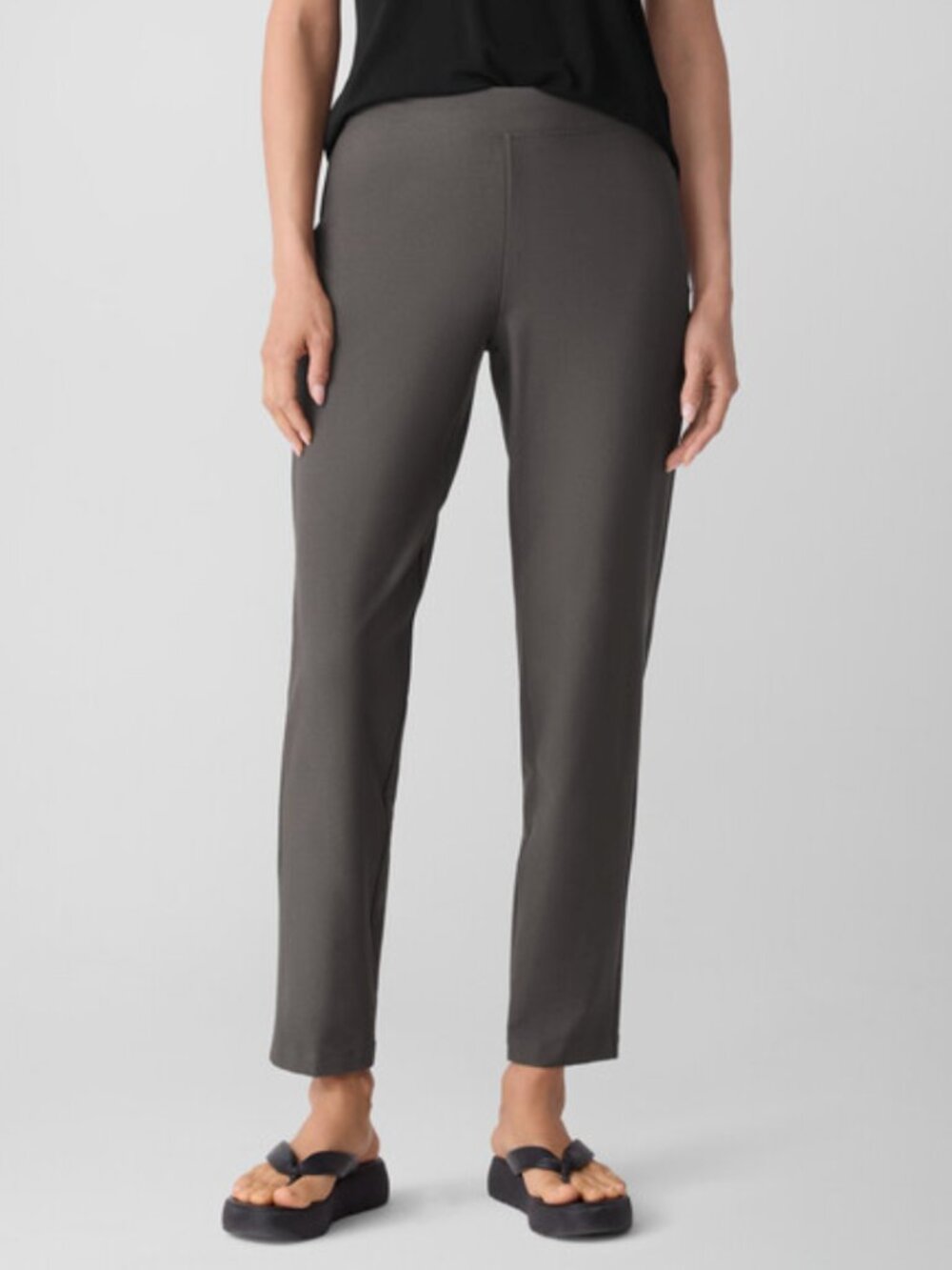 Eileen Fisher Slim Ankle Pants Women's Small Gray Stretch Crepe Minimalist